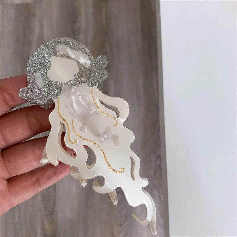 New Marine Life Hair Claw Acetate Labge Colorful Jellyfish Hair Clip Shark Clip for Woman Girl Summer Beach Hair Accessories
