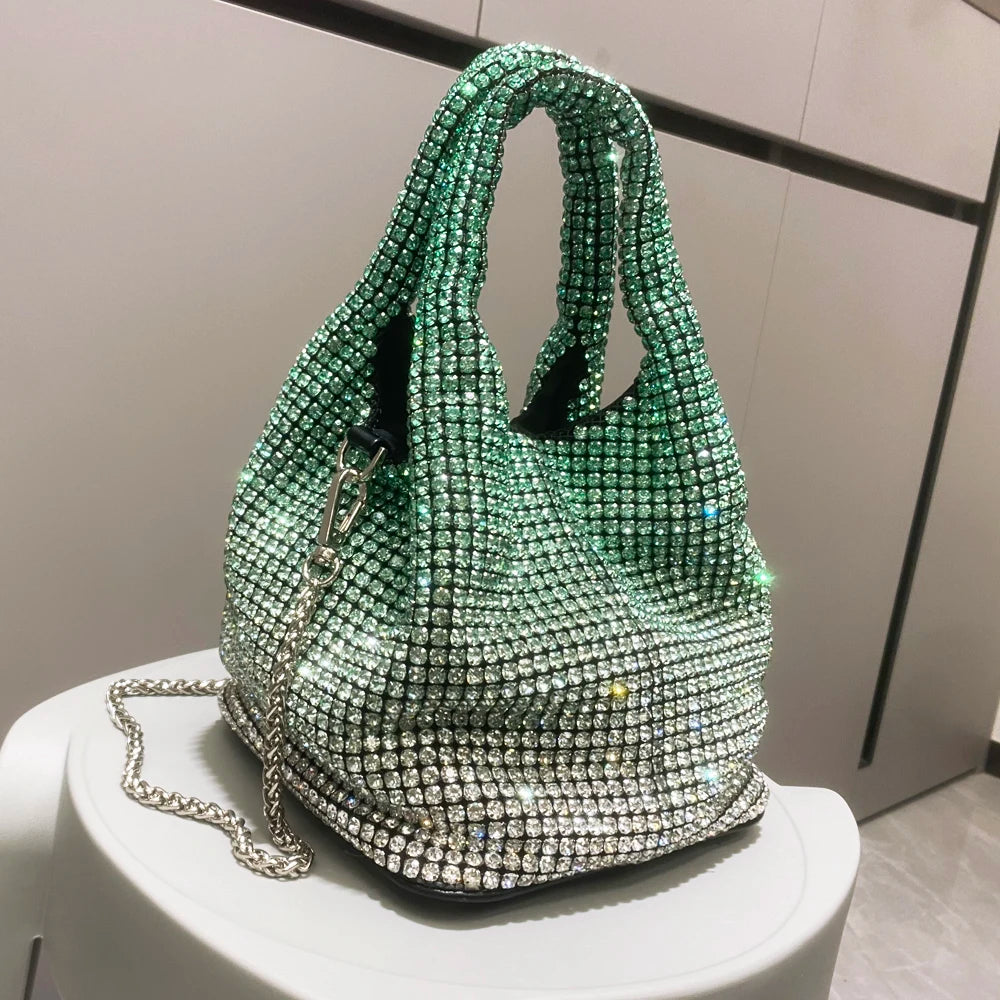 Purse Rhinestones Evening Clutch Bag Purses and Handbag Luxury Designer Hobo Shoulder Bag Shiny Crystal Clutch Purse Bucket Bag - Totes and Tangles