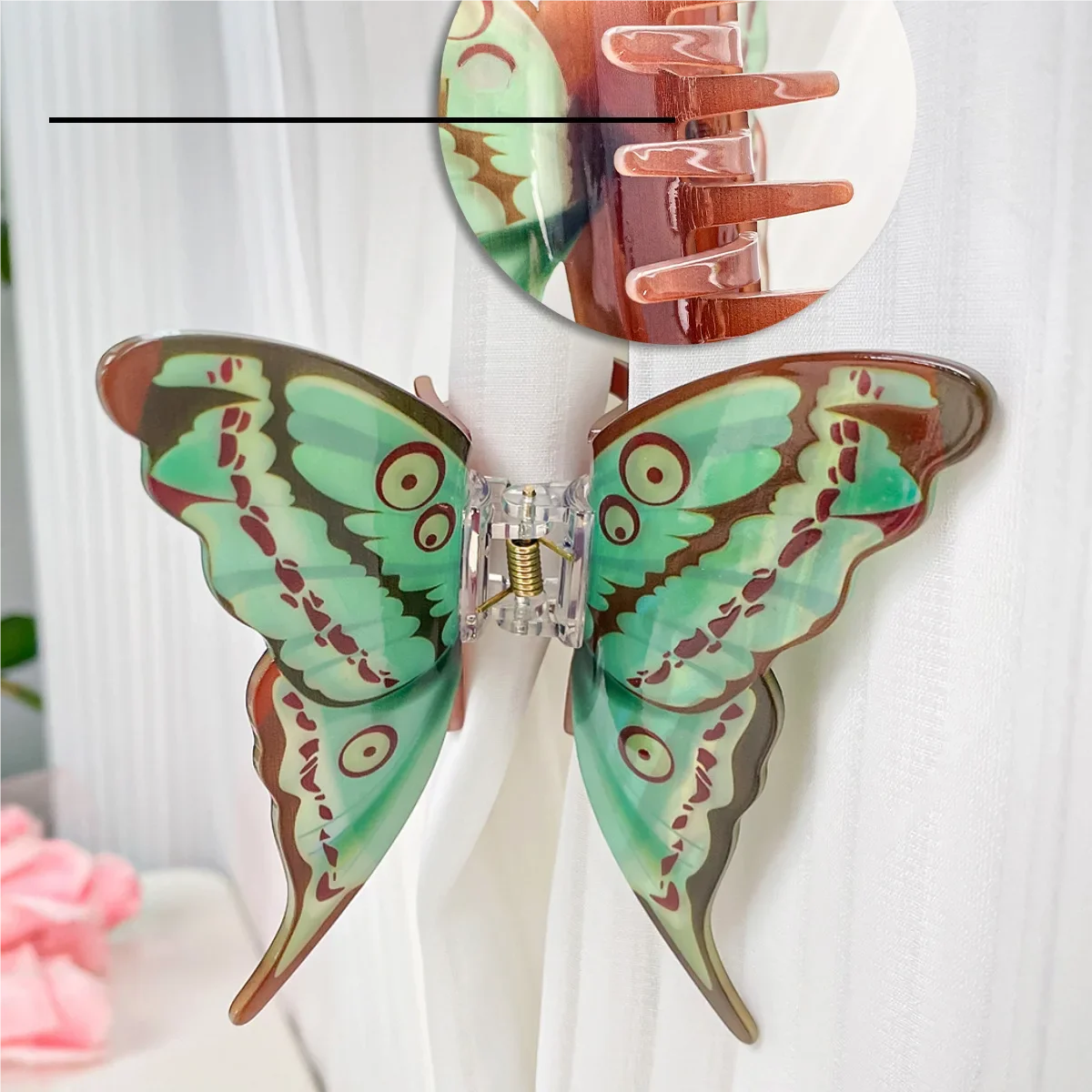 Muweordy Simulation Butterfly Hair Claw Acrylic Claw Clip Temperament Grab Hair Clip for Girls Ins Shark Clip Hair Accessories