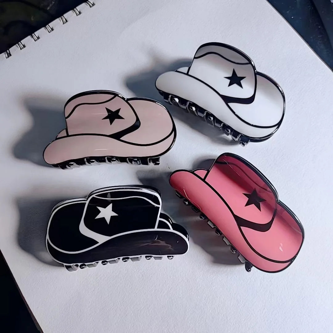 Dropshipping Low Moq 2022 Hot Selling Acrylic Western Cowboy Hat Hair Claw Clip Cowgirl Boot Cowboys Hair Claws