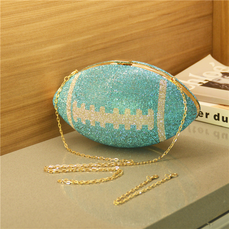 Janhe Cartera Bolsa Sac Pochette Glitter Female Bling Party Basketball Purse Bags Shoulder HandBag Rhinestone Football Purse - Totes and Tangles