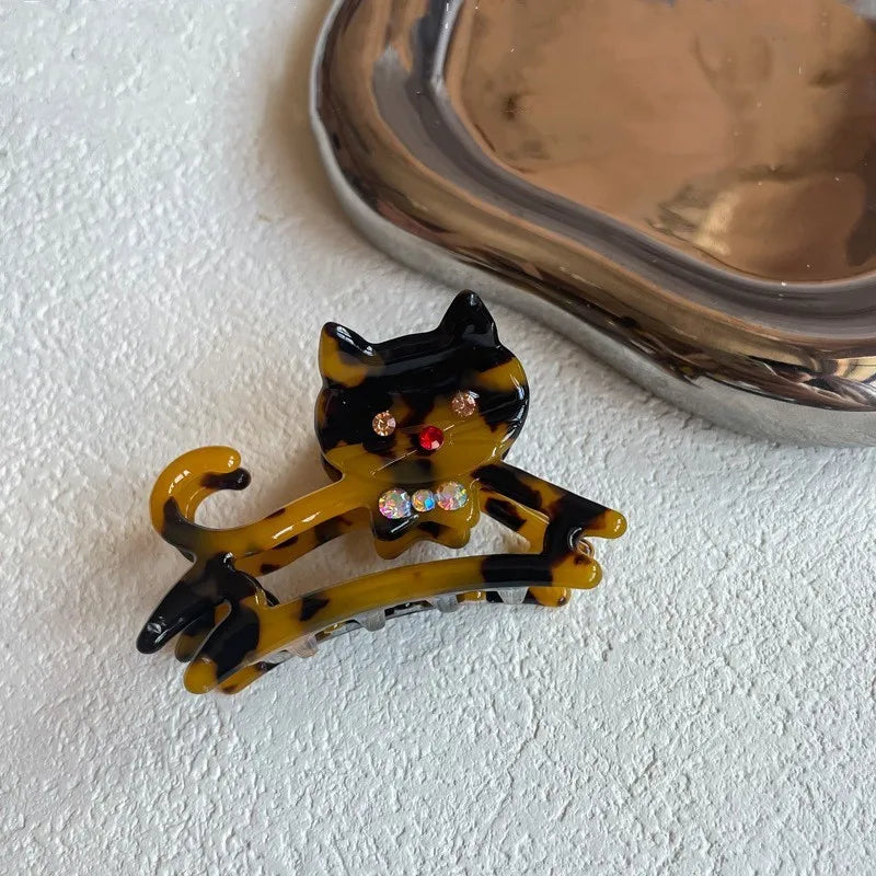 Muweordy Cute Cat Hair Clip Acetate Claw Clip Animal Hair Claw for Women Cartoon Hair Crab Clip Headwear Kawaii Hair Accessories