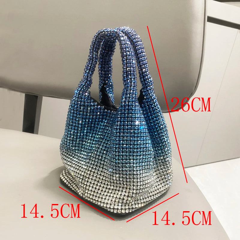 Purse Rhinestones Evening Clutch Bag Purses and Handbag Luxury Designer Hobo Shoulder Bag Shiny Crystal Clutch Purse Bucket Bag - Totes and Tangles