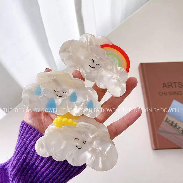 Cute Irregular Cloud Rainbow Hair Claw for Women Girls Trendy Geometric Hair Clip Crab Clamp Hairpin Barrettes Hair Accessories - Totes and Tangles