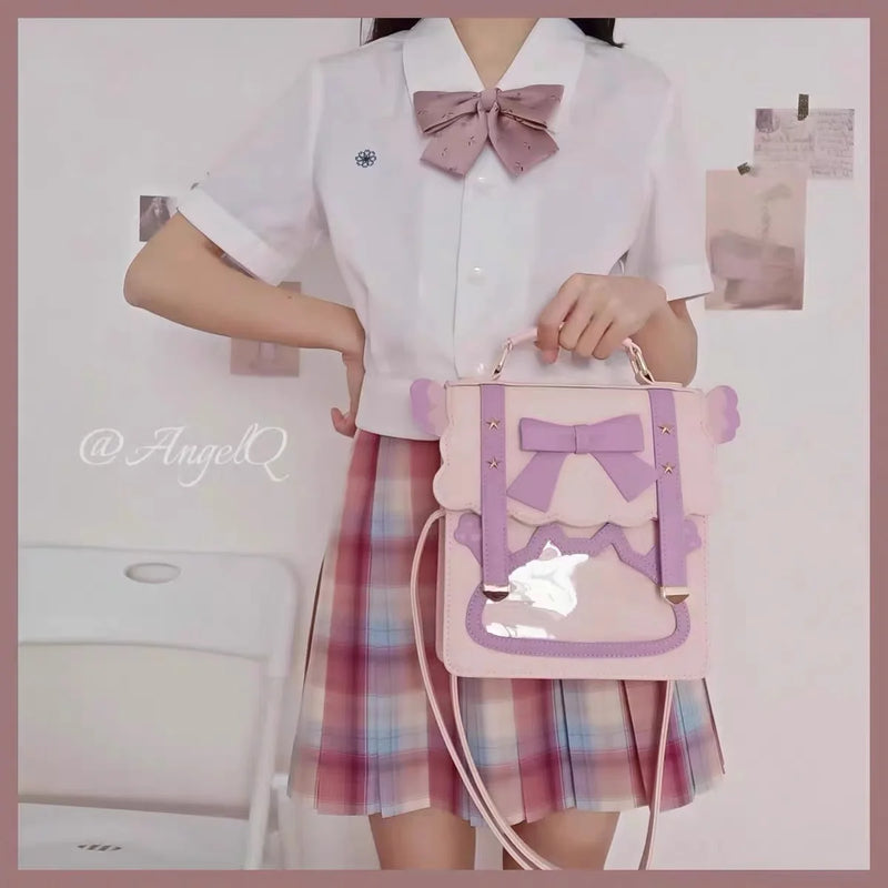 Cute Bow Backpack for Young Girls Kawaii Transparent Jk Uniform School Bag Lolita Cosplay SHoulder Bag WomenPurses and Handbgs - Totes and Tangles