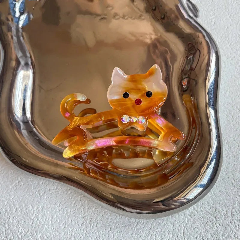 Muweordy Cute Cat Hair Clip Acetate Claw Clip Animal Hair Claw for Women Cartoon Hair Crab Clip Headwear Kawaii Hair Accessories
