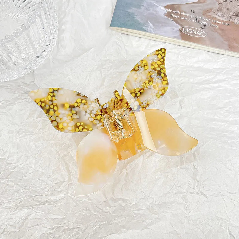 Korean New Fashionable 10cm Three-Dimensional Butterfly Hair Clip Claw Retro Colorful Acetic Acid Shark Clip Hair Accessories