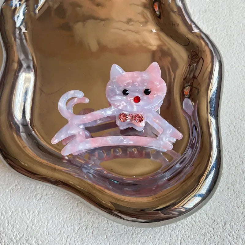 Muweordy Cute Cat Hair Clip Acetate Claw Clip Animal Hair Claw for Women Cartoon Hair Crab Clip Headwear Kawaii Hair Accessories