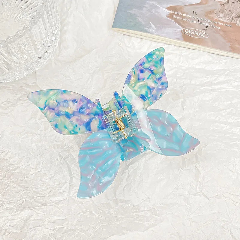 Korean New Fashionable 10cm Three-Dimensional Butterfly Hair Clip Claw Retro Colorful Acetic Acid Shark Clip Hair Accessories