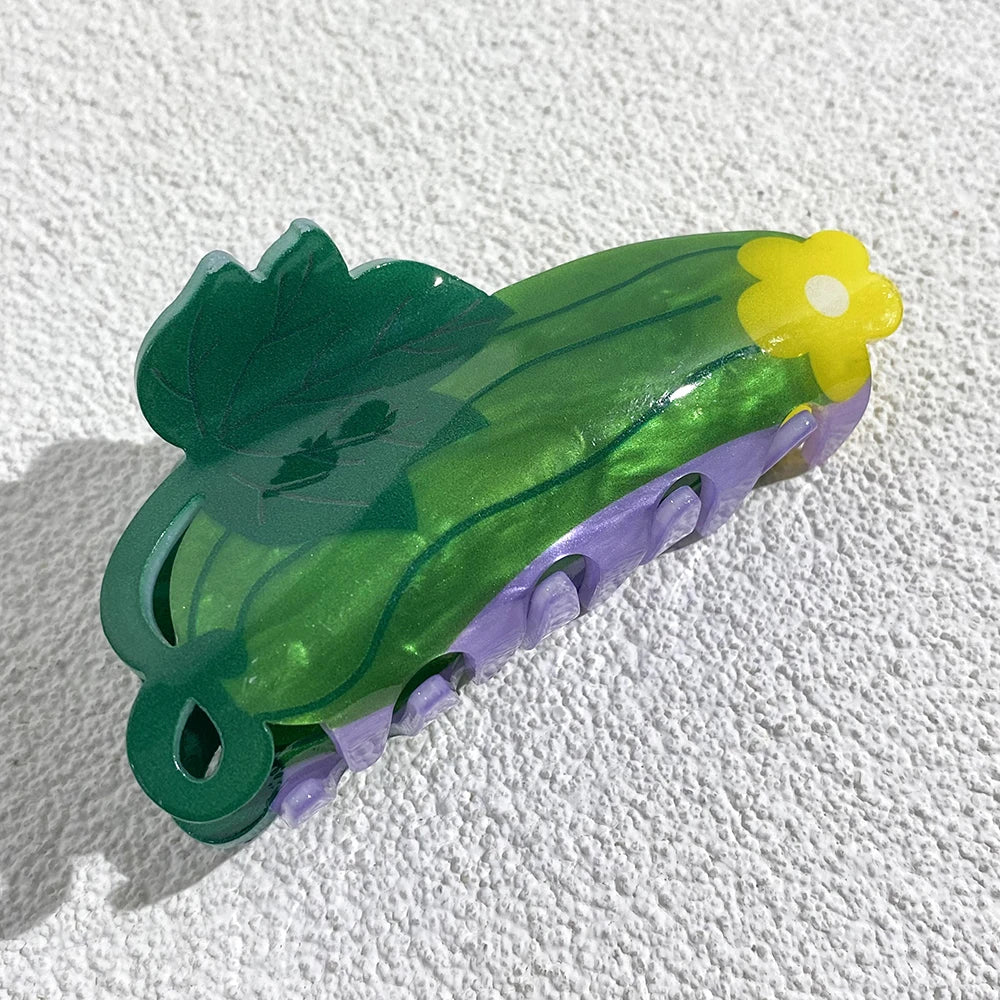 Sweet Acrylic Double Sided Flower Printed Hair Claw Clip for Women Oversize Geometric Shark Hairpin Headwear Hair Accessories