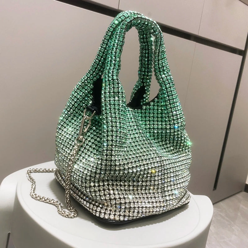 Purse Rhinestones Evening Clutch Bag Purses and Handbag Luxury Designer Hobo Shoulder Bag Shiny Crystal Clutch Purse Bucket Bag - Totes and Tangles