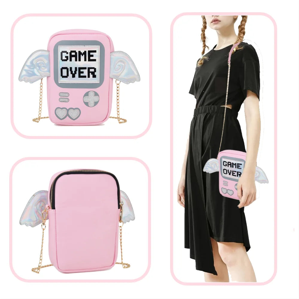 Fun Fashion Game Shape Crossbody Bag Purses and Handbags for Women Shoulder Chain Purse Girl's Clutch Bag Pu Leather Pouch - Totes and Tangles