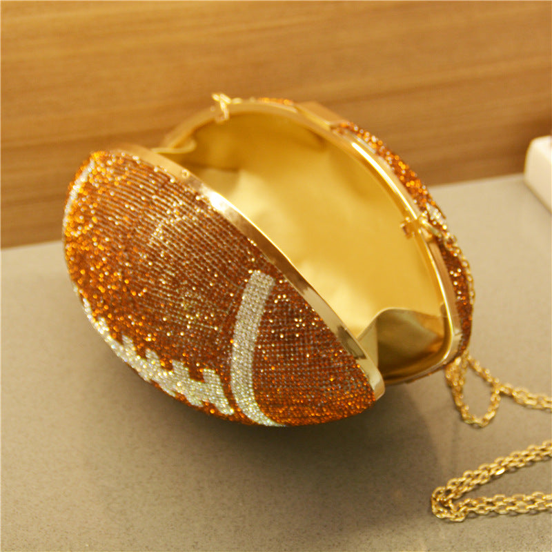 Janhe Cartera Bolsa Sac Pochette Glitter Female Bling Party Basketball Purse Bags Shoulder HandBag Rhinestone Football Purse - Totes and Tangles