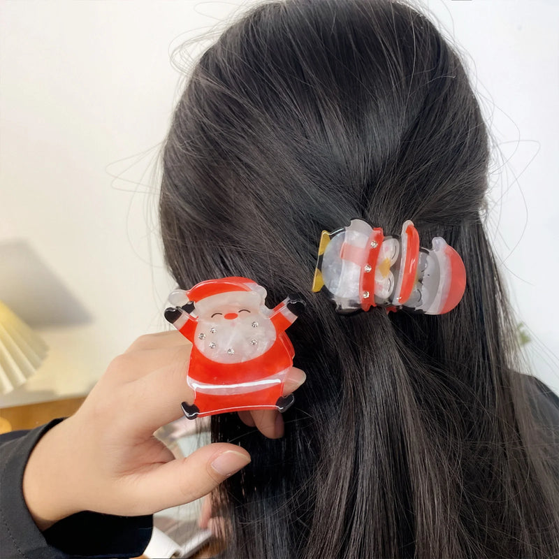 Santa and Penguin Christmas Hair Claw - Clip