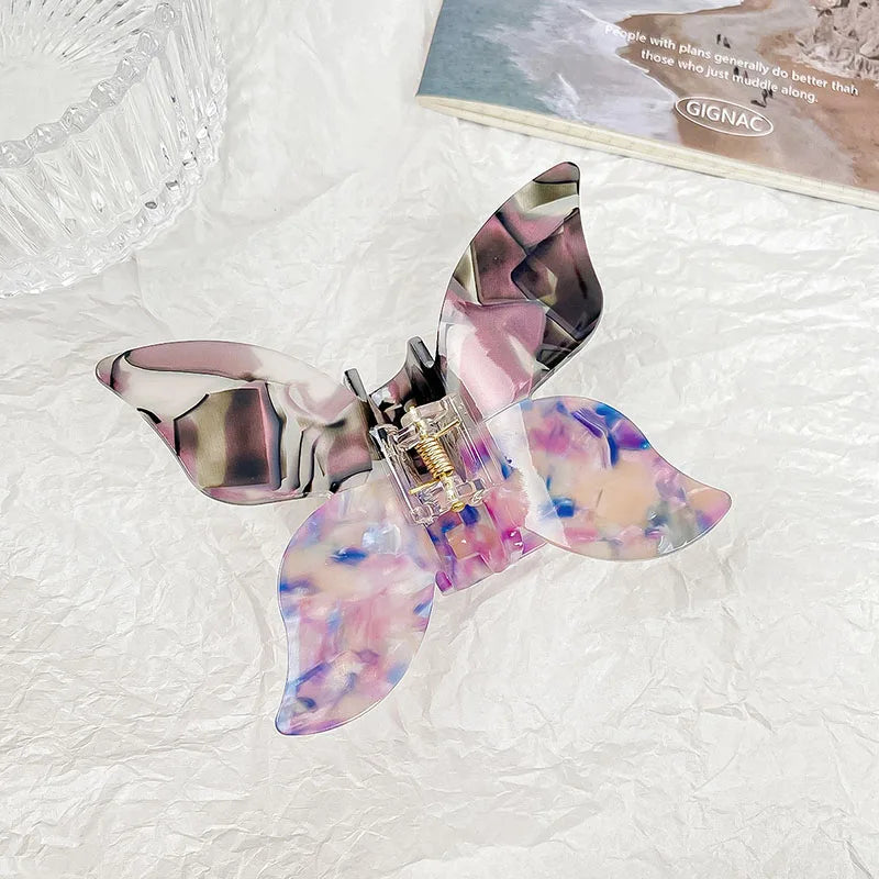 Korean New Fashionable 10cm Three-Dimensional Butterfly Hair Clip Claw Retro Colorful Acetic Acid Shark Clip Hair Accessories