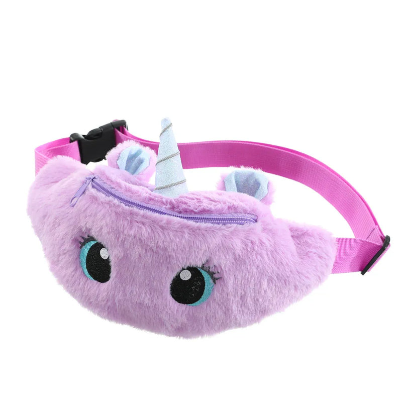 Children's Fanny Pack Cute Unicorn  Plush Toys Belt Gradient Color Chest Bag Cartoon Coin Purse Travel Chest Bag Girls Waist Bag - Totes and Tangles