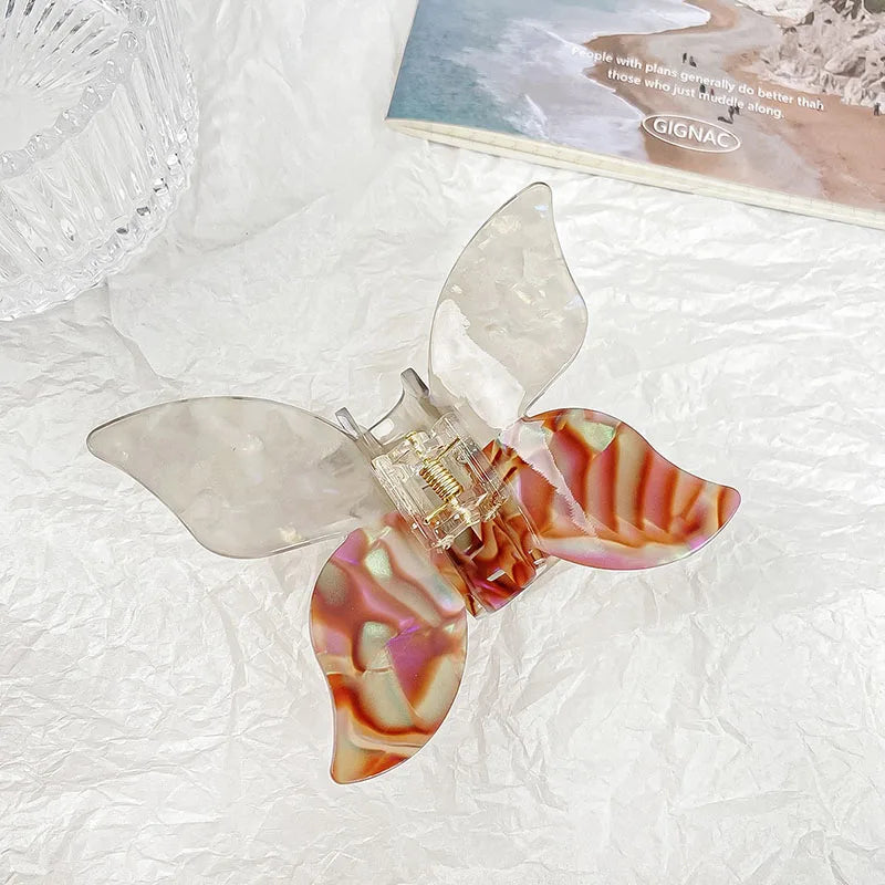 Korean New Fashionable 10cm Three-Dimensional Butterfly Hair Clip Claw Retro Colorful Acetic Acid Shark Clip Hair Accessories