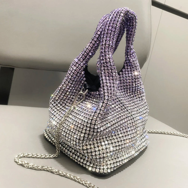 Purse Rhinestones Evening Clutch Bag Purses and Handbag Luxury Designer Hobo Shoulder Bag Shiny Crystal Clutch Purse Bucket Bag - Totes and Tangles