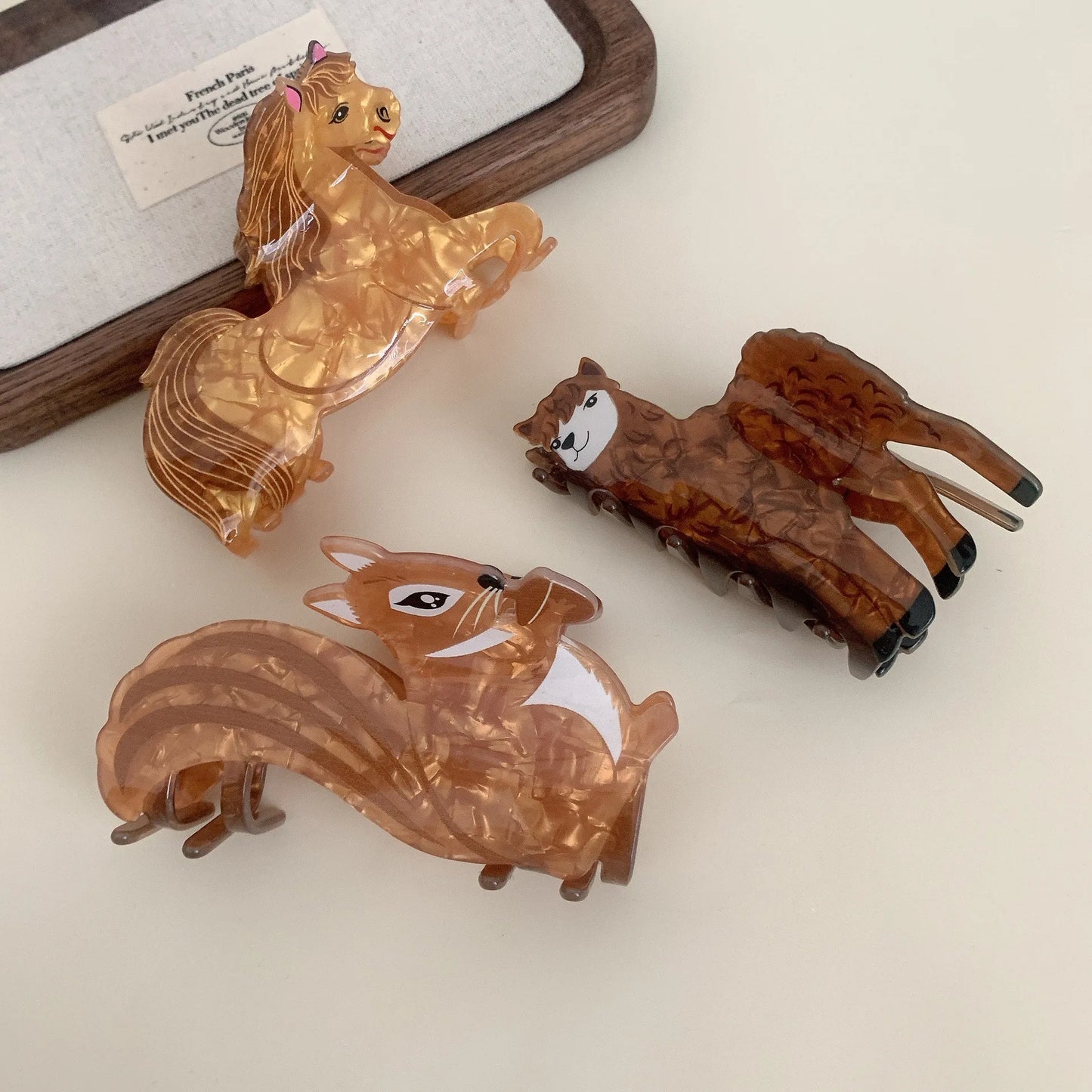 New Forest Animal Hair Claw Clip Cute Cartoon Horse Alpaca Acrylic Grab Hair Clip Shark Clip for Woman Hairpin Hair Accessories