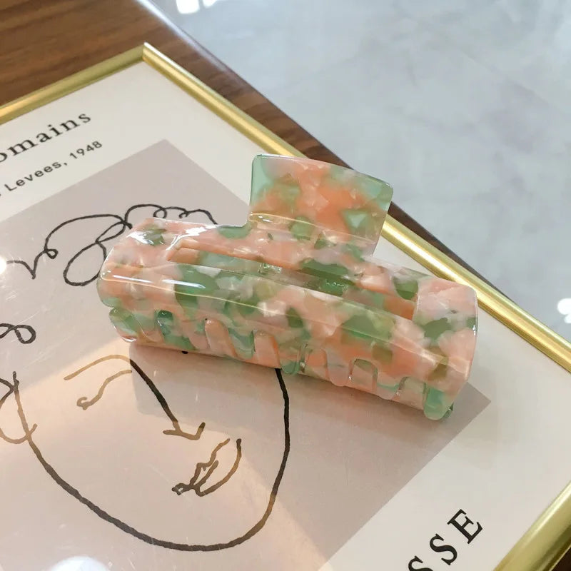 Korean Rectangle Acrylic Marble Hair Claws Cellulose Acetate Hair Clip Hairpins for Women Girls Hair Crab Clamp Hair Accessories