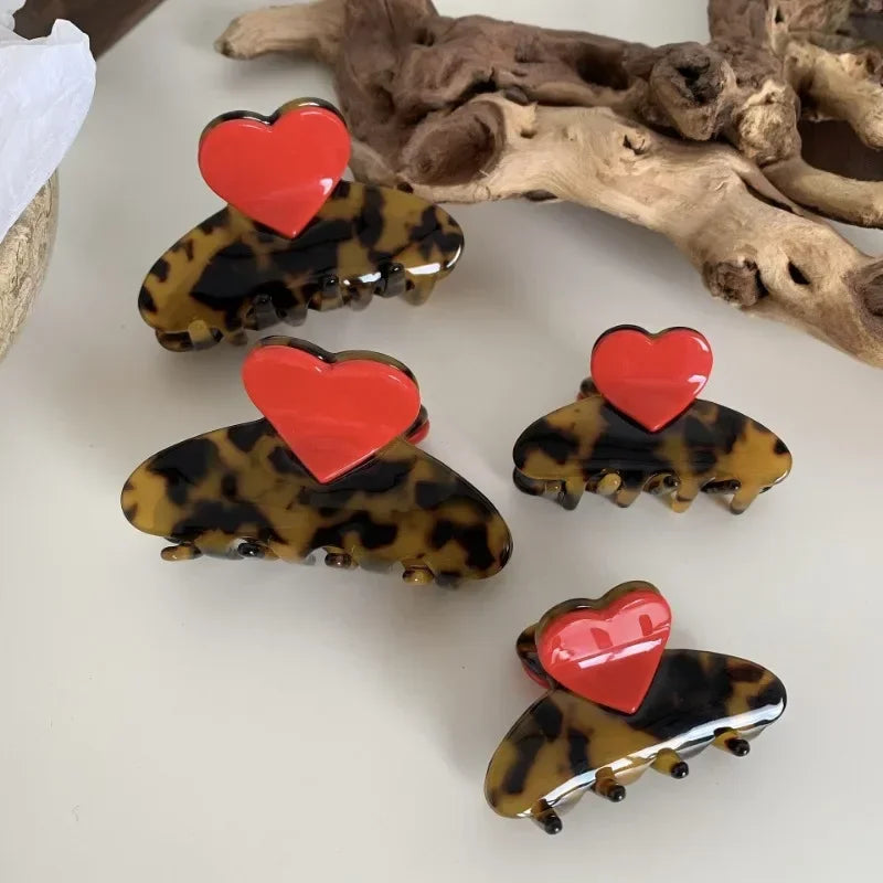 Tortoise Shell Heart Hair Claw - Claw