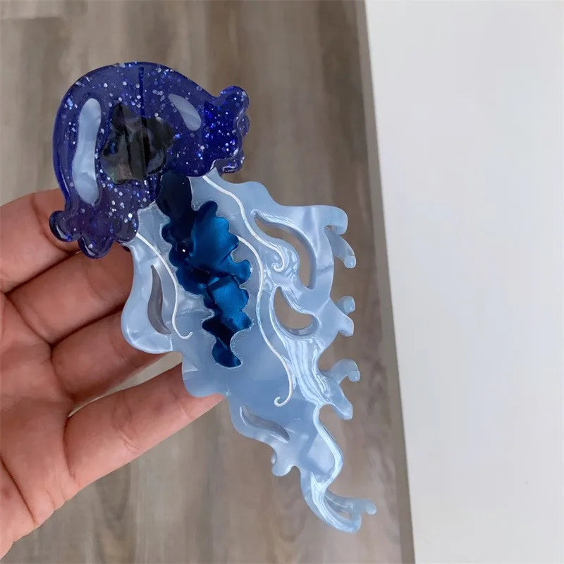 New Marine Life Hair Claw Acetate Labge Colorful Jellyfish Hair Clip Shark Clip for Woman Girl Summer Beach Hair Accessories