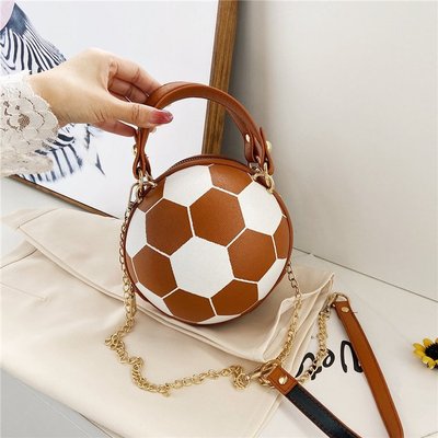 Hot Selling Custom Logo Bag Round Shape Basket Ball Wholesale Cute Bags Handbag Basketball Leather Purse