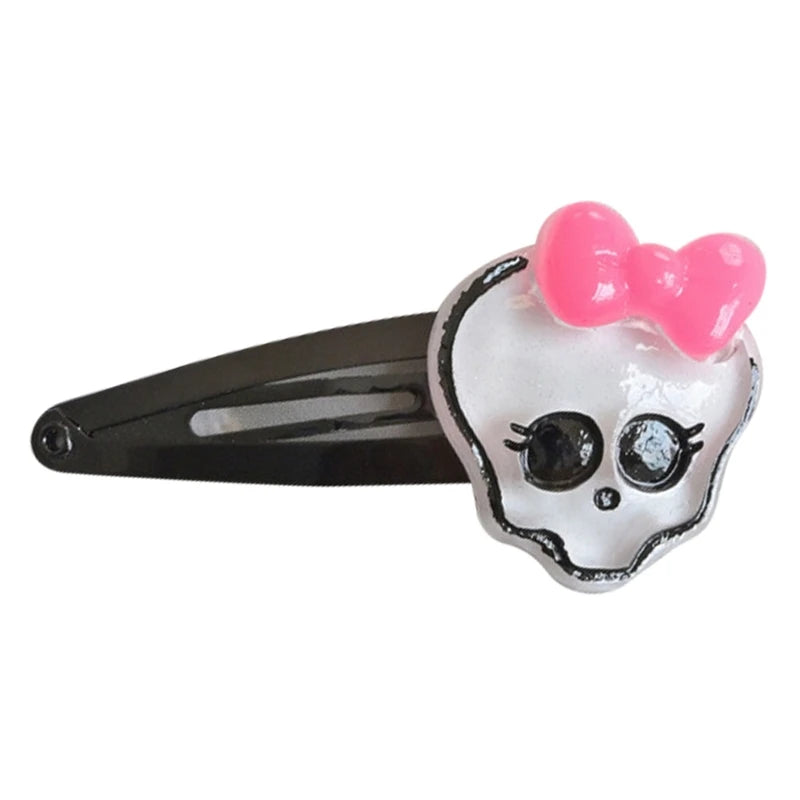 Halloween Skull Hair Clips Cute Skull Bone Pink Bowknot Decorations Punk Rock Hairpins for Women Girls Hair Accessories