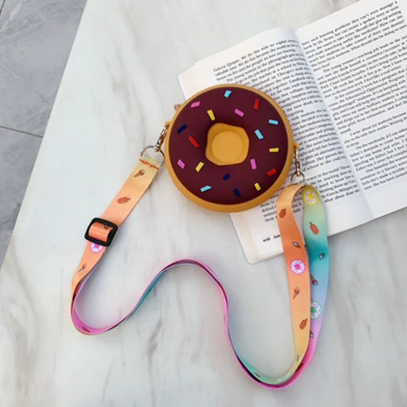 Cute Donut Silicone Coin Purse Pocket Mini Shoulder Bag Girls Daily Storage Bag - Totes and Tangles