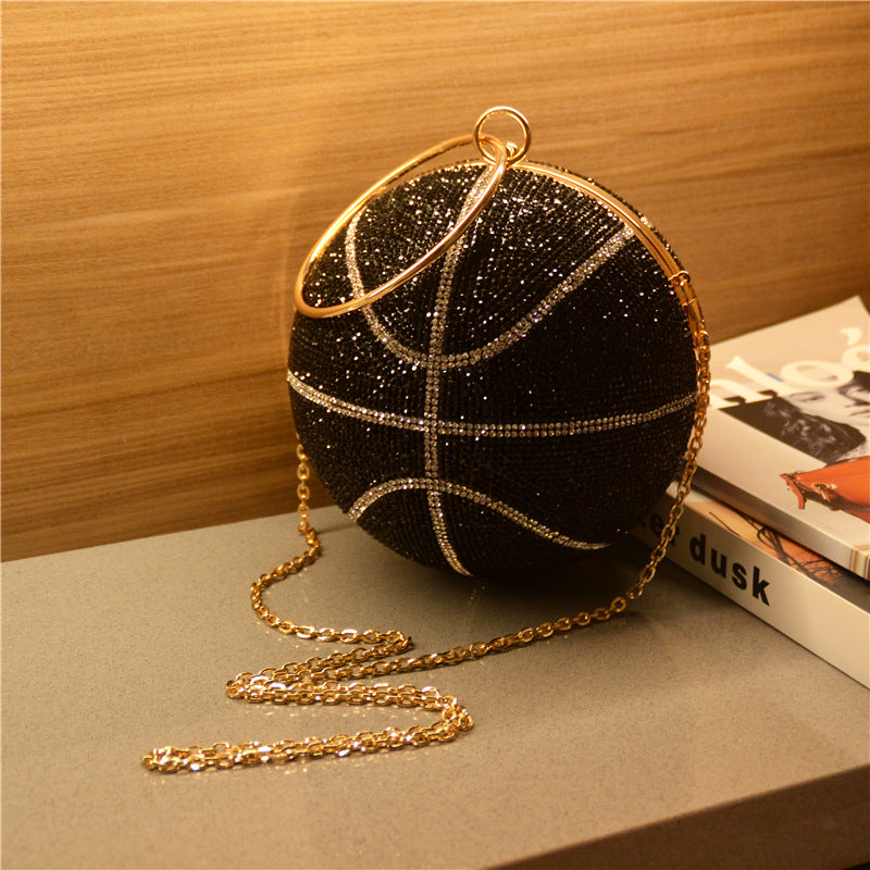 New Rhinestone Crystal Basket Ball Purses Stone Big Capacity Shiny Glitter Bling Diamond Purse Basketball Bag for Ladies Women
