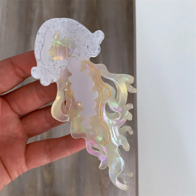 New Marine Life Hair Claw Acetate Labge Colorful Jellyfish Hair Clip Shark Clip for Woman Girl Summer Beach Hair Accessories