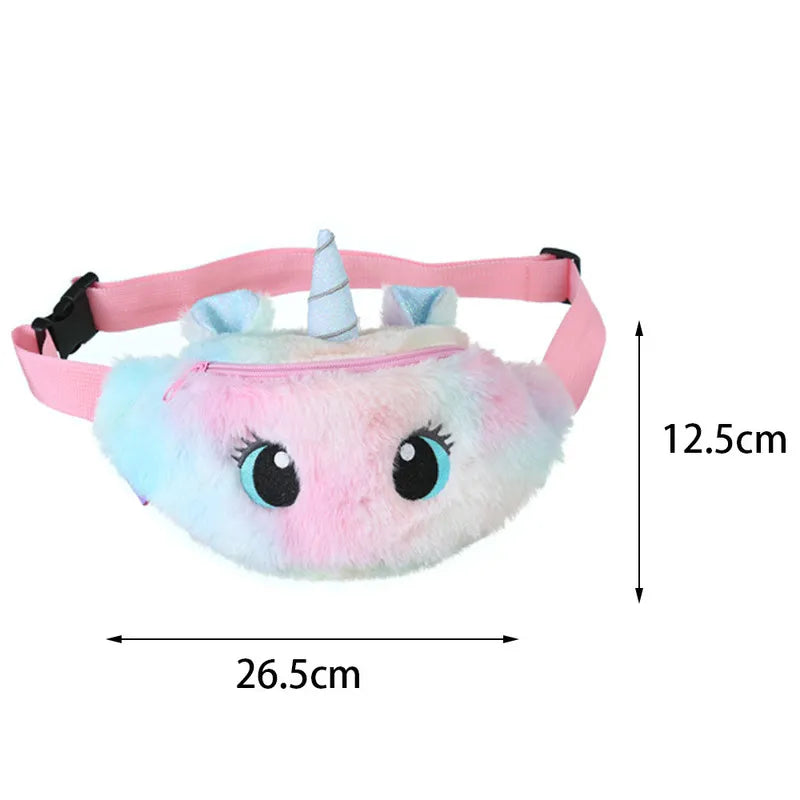 Children's Fanny Pack Cute Unicorn  Plush Toys Belt Gradient Color Chest Bag Cartoon Coin Purse Travel Chest Bag Girls Waist Bag - Totes and Tangles