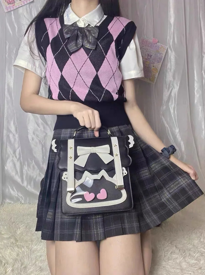 Cute Bow Backpack for Young Girls Kawaii Transparent Jk Uniform School Bag Lolita Cosplay SHoulder Bag WomenPurses and Handbgs - Totes and Tangles