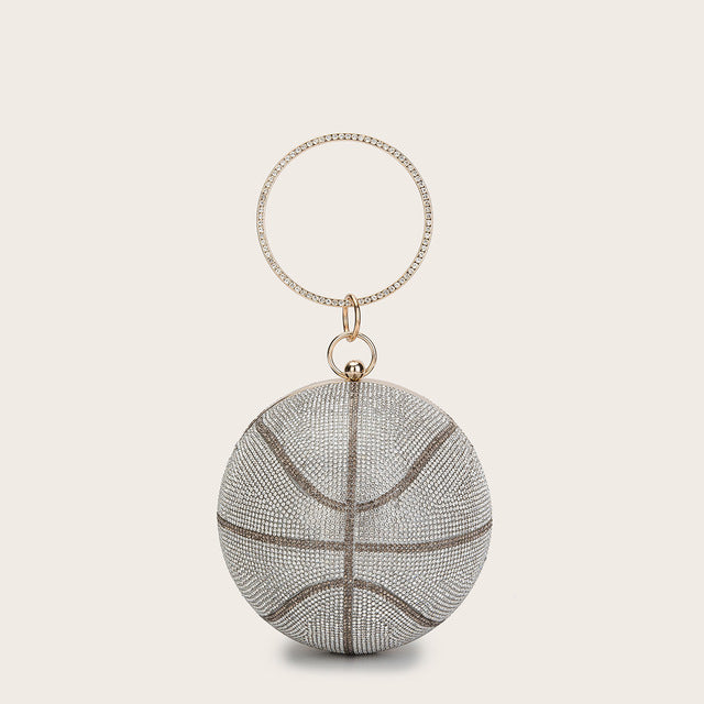 New Rhinestone Crystal Basket Ball Purses Stone Big Capacity Shiny Glitter Bling Diamond Purse Basketball Bag for Ladies Women