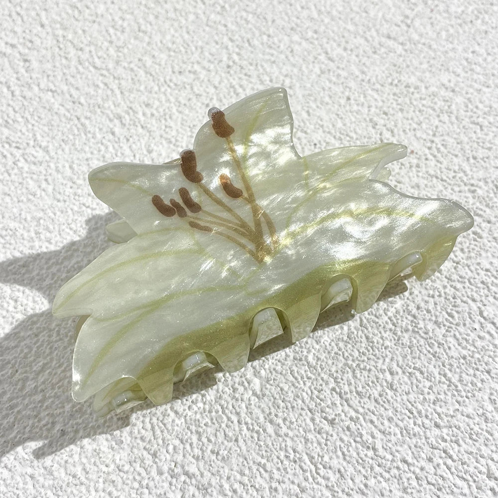Sweet Acrylic Double Sided Flower Printed Hair Claw Clip for Women Oversize Geometric Shark Hairpin Headwear Hair Accessories