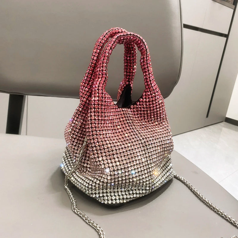 Purse Rhinestones Evening Clutch Bag Purses and Handbag Luxury Designer Hobo Shoulder Bag Shiny Crystal Clutch Purse Bucket Bag - Totes and Tangles