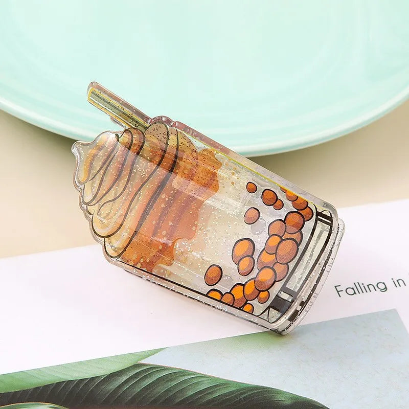 Summer Cute Ice Cream Hair Claw Clip Creative Cartoon Popcorn Milk Tea Coffee Crab Hair Clip for Women Girl Hair Accessories