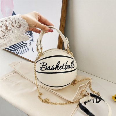 Hot Selling Custom Logo Bag Round Shape Basket Ball Wholesale Cute Bags Handbag Basketball Leather Purse