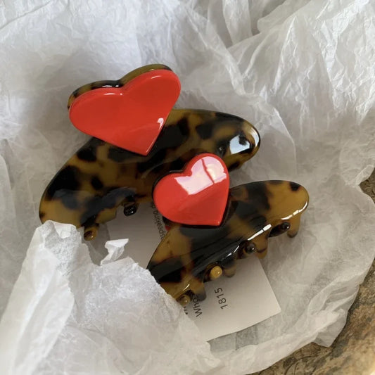Tortoise Shell Heart Hair Claw - Claw