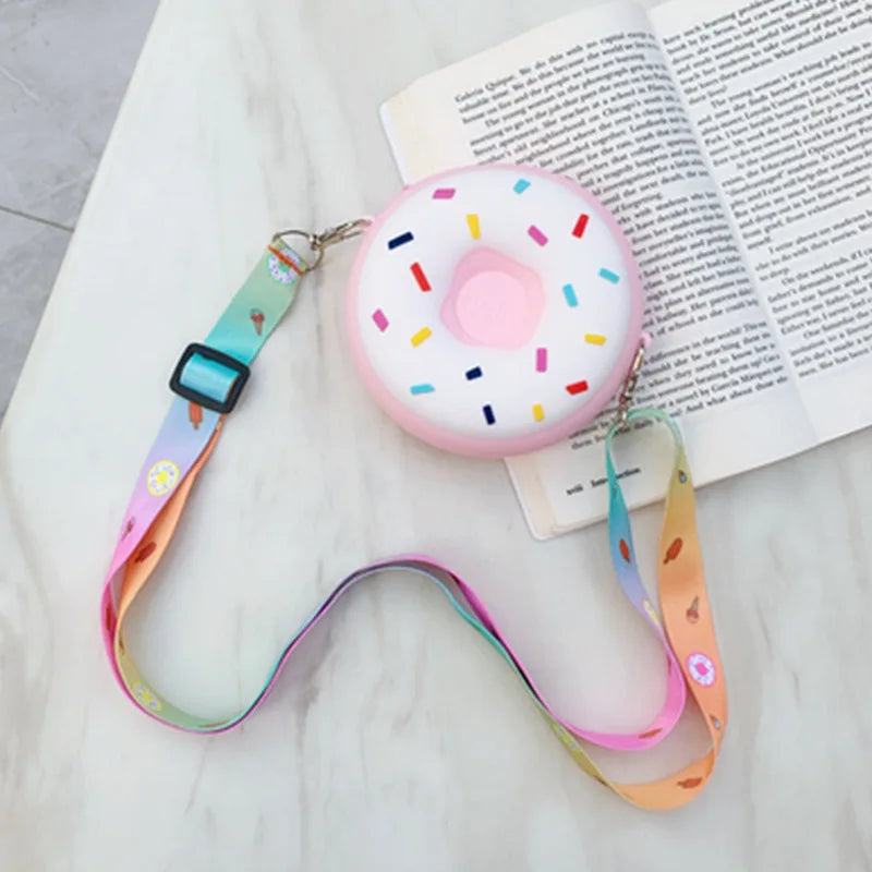 Cute Donut Silicone Coin Purse Pocket Mini Shoulder Bag Girls Daily Storage Bag - Totes and Tangles