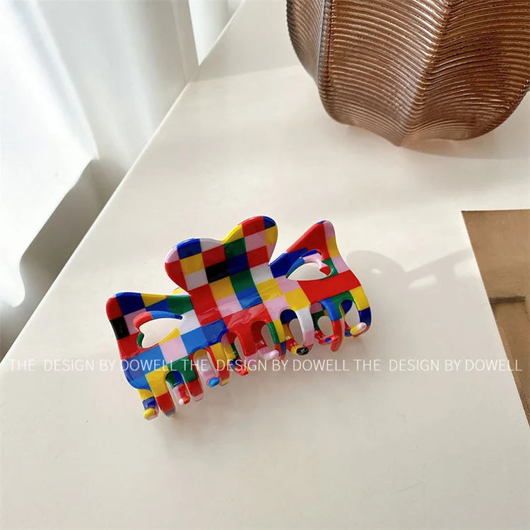 Colorful Checkered Hair Claw - Clip