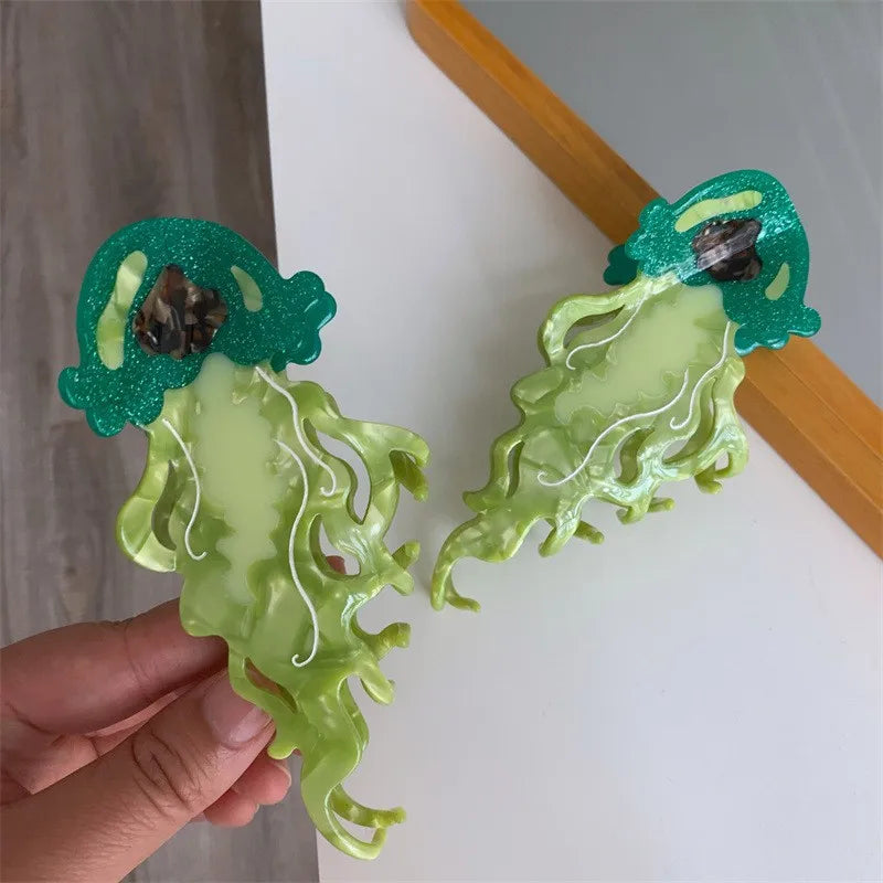 New Marine Life Hair Claw Acetate Labge Colorful Jellyfish Hair Clip Shark Clip for Woman Girl Summer Beach Hair Accessories