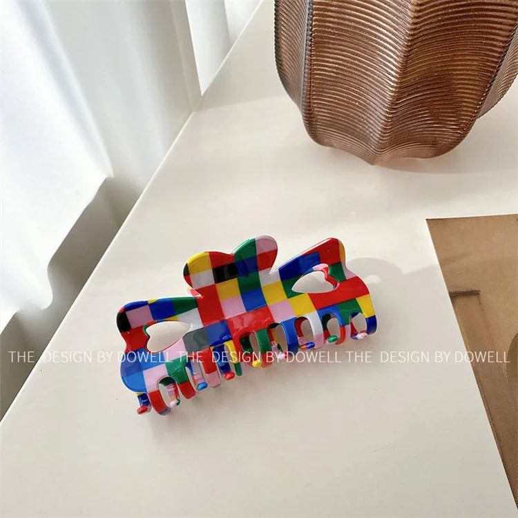 Colorful Checkered Hair Claw - Clip