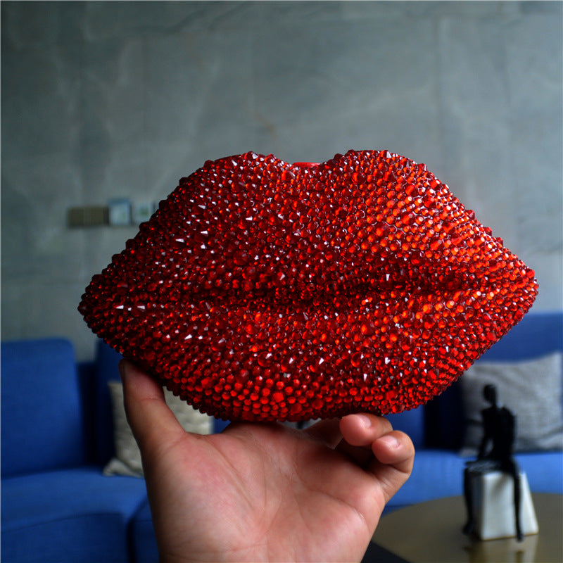 Hot New Crystal Bling Lip Purse Acrylic Box Evening Clutch Rhinestone Beaded Clutch Purse Evening Bags - Totes and Tangles