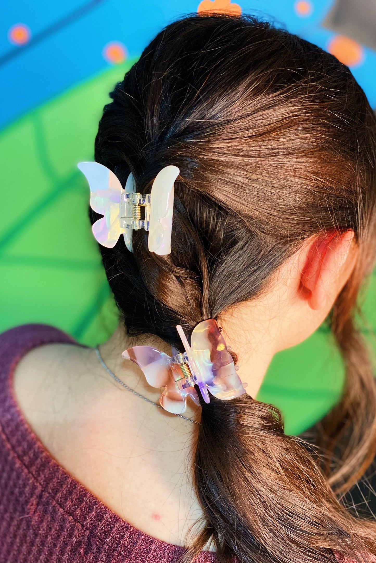 Tortoise and Holo Butterfly Hair Claw