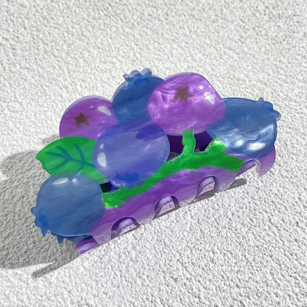 Sweet Acrylic Double Sided Flower Printed Hair Claw Clip for Women Oversize Geometric Shark Hairpin Headwear Hair Accessories