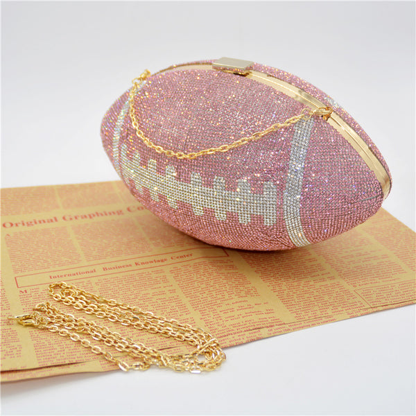 Janhe Cartera Bolsa Sac Pochette Glitter Female Bling Party Basketball Purse Bags Shoulder HandBag Rhinestone Football Purse - Totes and Tangles