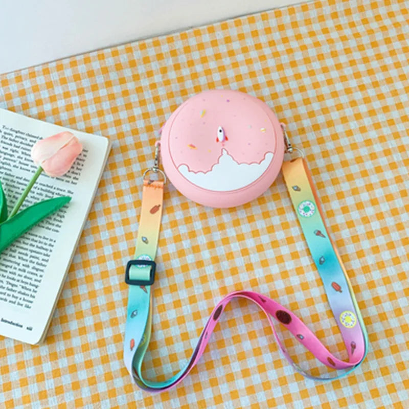 Cute Donut Silicone Coin Purse Pocket Mini Shoulder Bag Girls Daily Storage Bag - Totes and Tangles