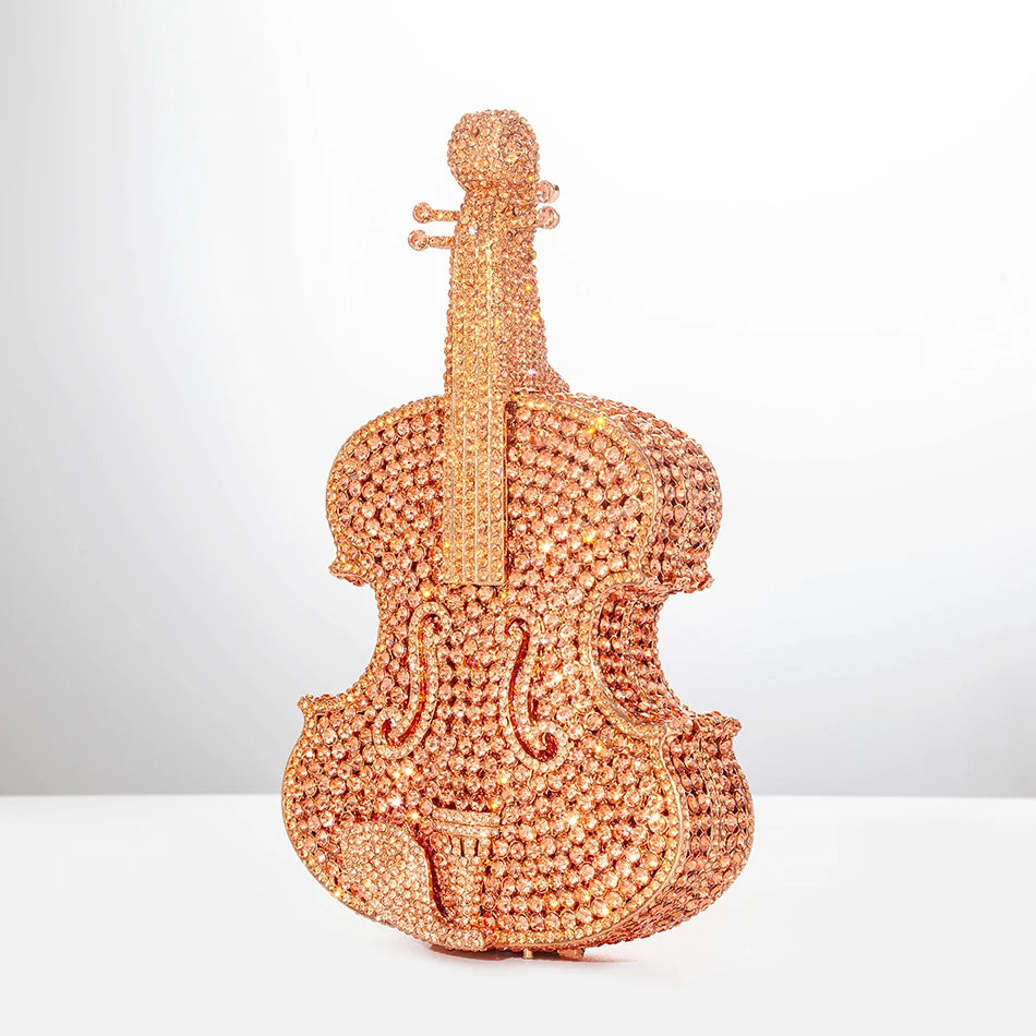 Violin Shaped Crystal Evening Clutch Bags Women 2022 Novelty Rhinestone Wedding Purses and Handbags Luxury Designer High Quality - Totes and Tangles