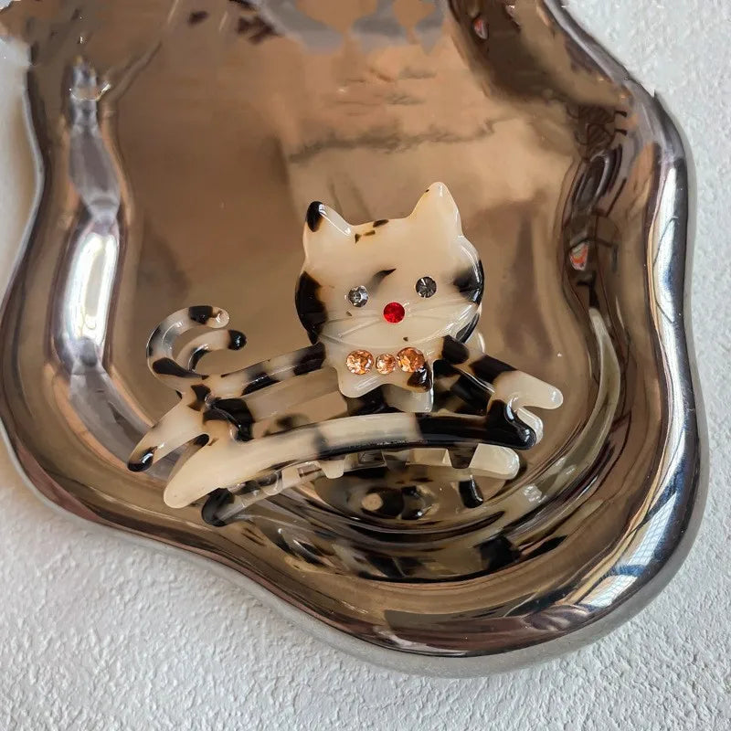 Muweordy Cute Cat Hair Clip Acetate Claw Clip Animal Hair Claw for Women Cartoon Hair Crab Clip Headwear Kawaii Hair Accessories